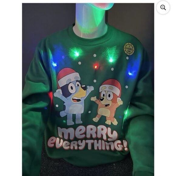 New Bluey Unisex  men's  women's Christmas Merry Everything Light Up sweatshirt - Picture 3 of 13